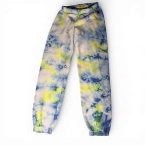 Aviator Nation Tie-Dye Sweatpants | Size Small | Blue & Yellow | Made in USA